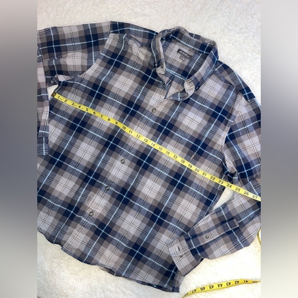 Eddie Bauer Plaid Flannel Button Down Shirt Blue Gray Men’s XL - Picture 5 of 6